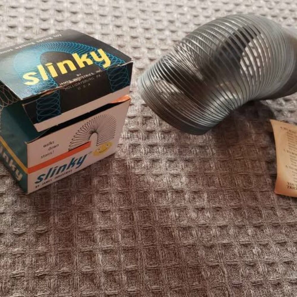 1950s Slinky Toy with Box and Instructions 1950s Vintage James Industries